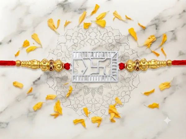 Heritage Swastik Silver Rakhi