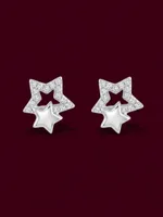 Celestial Duo Diamond Star Stud Earrings