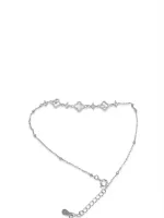 Floral Crystal Silver Anklet