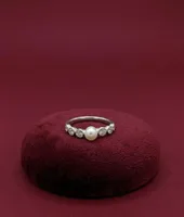 Vintage-Inspired Freshwater Pearl & Pavé Diamond Band Ring