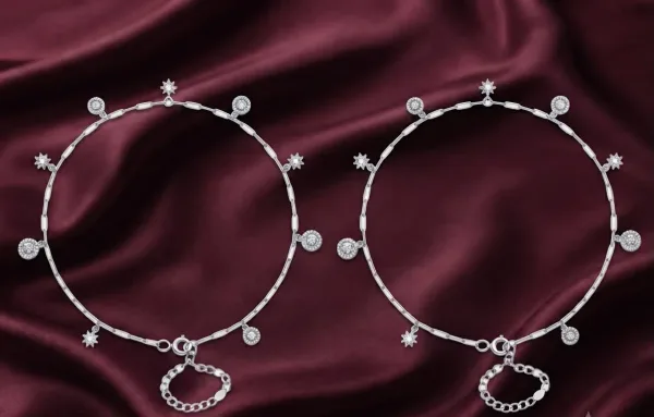 Star & Sparkle Design Silver Anklet