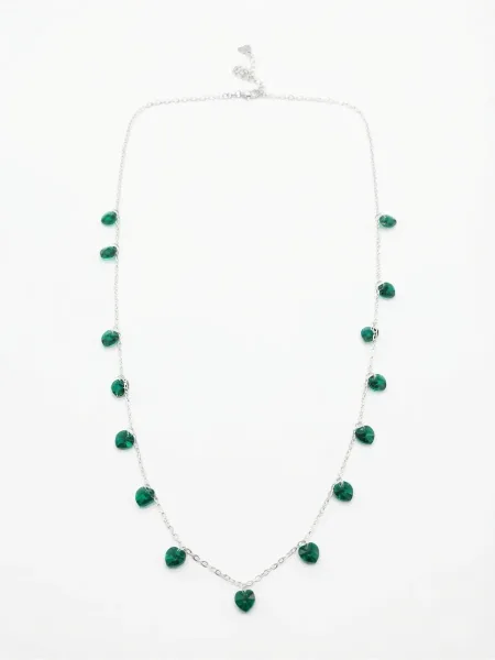 Emerald-Green Heart Station Necklace