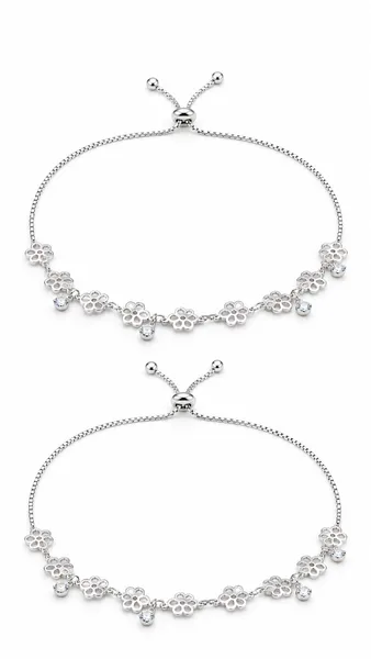 Silver Floral Charm Anklet