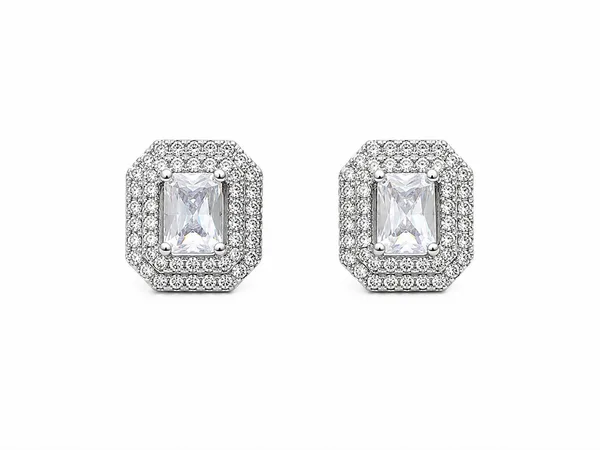 Classic Crystal Rectangle Stud Earrings