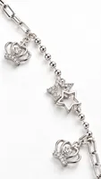 Silver Crown Star Anklet