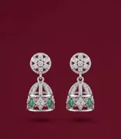 Emerald-Accent Cage Jhumki