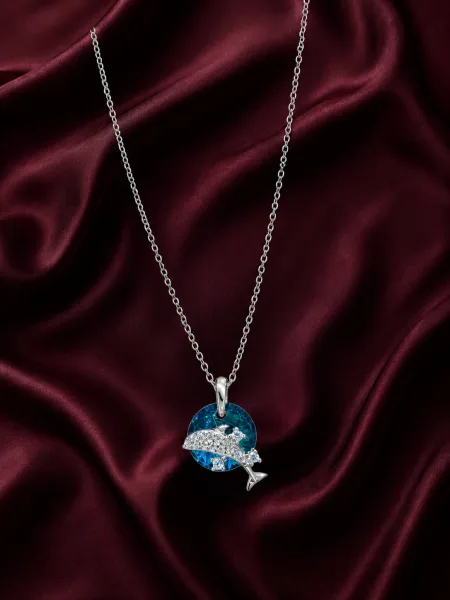 Blue Crystal Dolphin Necklace
