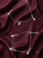 Pave Clover Paperclip Link Ankle