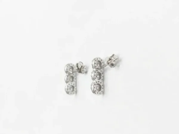Three-Stone Halo Drop Earrings