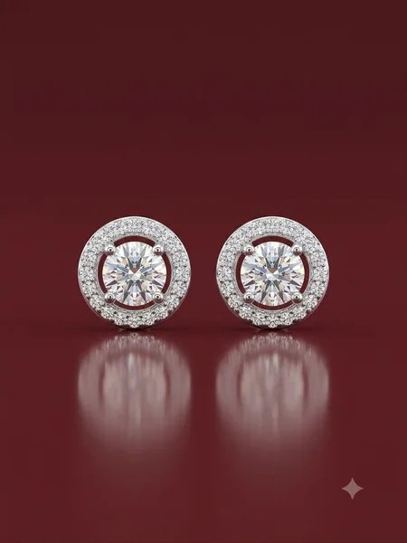 Celestial Solitaire Halo Stud Earrings