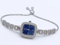 Deep Blue Dial Cushion Halo Bolo Bracelet Watch