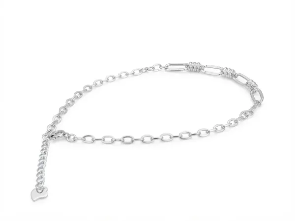Silver Oval Link Chain Anklet