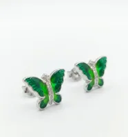 Emerald Wings Enamel Butterfly Stud Earrings