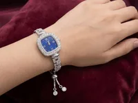 Deep Blue Dial Cushion Halo Bolo Bracelet Watch