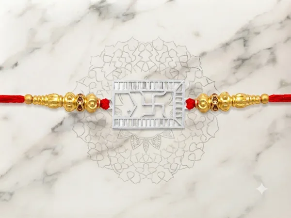 Heritage Swastik Silver Rakhi
