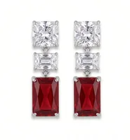 Ruby Red Geometric Drop Earrings