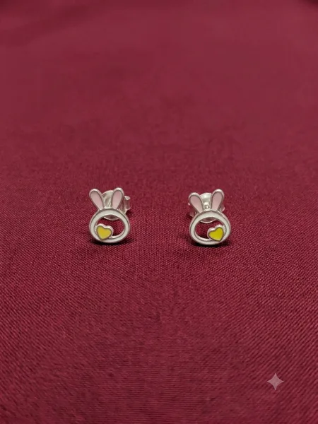 Silver Bunny Stud Earrings