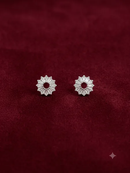 Sunburst Baguette Diamond Stud Earrings