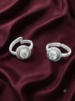 Elegant Round Halo Solitaire  Toe Ring