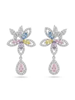 Multicolor Crystal Floral Pendant and Drop Earrings Set