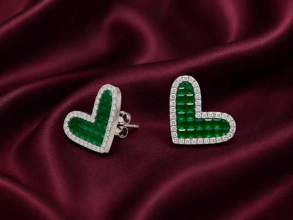 Green Heart Crystal Earrings