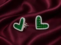 Green Heart Crystal Earrings