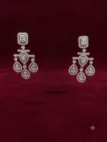 Art Deco Geometric Chandelier Diamond Earrings