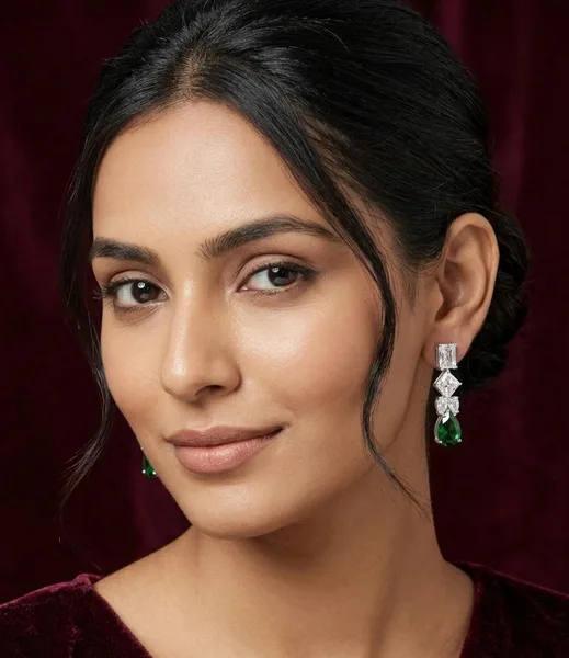 Emerald Tear Cascading Crystal Drop Earrings