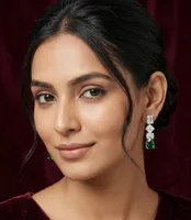 Emerald Tear Cascading Crystal Drop Earrings