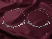 Silver Floral Knot Charm Anklet