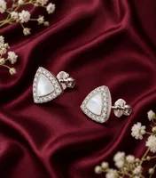 Silver Opal Triangle Earring