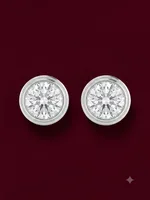 Round Brilliant Cut Bezel-Set Diamond Solitaire Stud Earrings