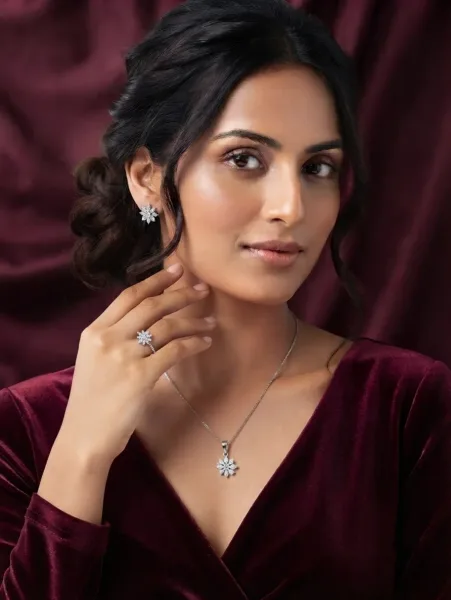 Celestial Bloom Jewellery Set with pendant and Ring