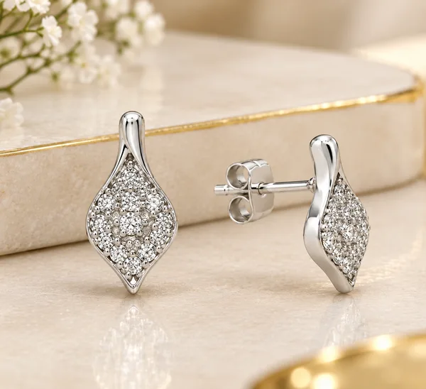 Celeste Teardrop Pavé Diamond Stud Earrings