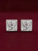 Princess-Cut Solitaire Bezel Stud Earrings