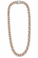 Two-Tone Pavé Leaf Link Chain