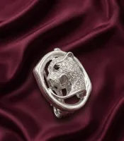 Silver Panther Elegance Lapel Brooch