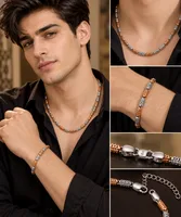 Men’s Two-Tone 925 Sterling Silver Chain & Bracelet Set