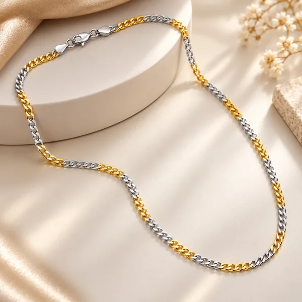 Silver Two Tone Link Chain