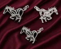 Elegant Black Enamel Horse Brooch