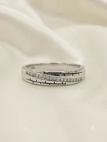Diagonal Wave Pavé Sterling Silver Ring