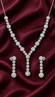 Floral Drop Silver Jewelry Set
