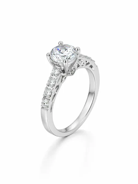 Sterling Silver Halo Solitaire Ring