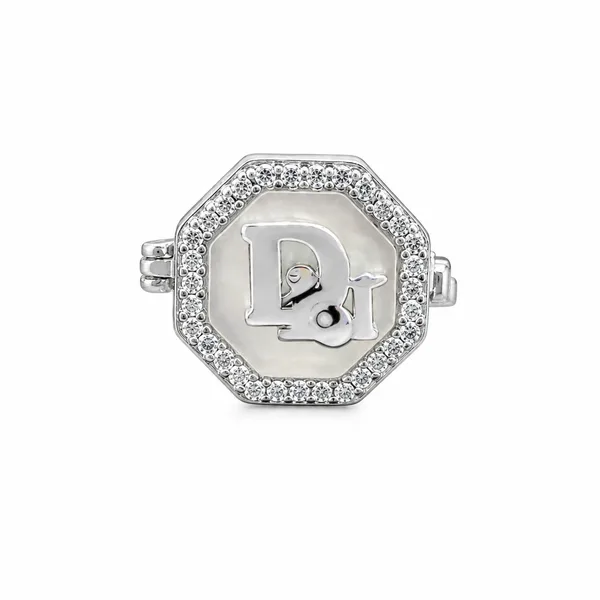 Silver Octagon Monogram Button