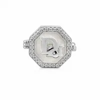 Silver Octagon Monogram Button