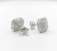 Radiant Square Cluster Diamond Tops (or Elegant Cushion-Halo Diamond Stud Earrings)