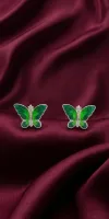 Emerald Wings Enamel Butterfly Stud Earrings