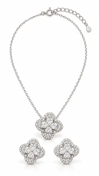 Silver Floral Necklace Set