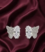 Marquise Diamond Aur Pavé CZ Butterfly Stud Earrings