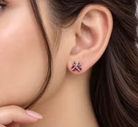 Silver Ruby Butterfly Earring